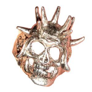 Spiked Silver Heavy Metal Skull Ring Unisex Mens Gothic Badass Biker Spikes 10.5